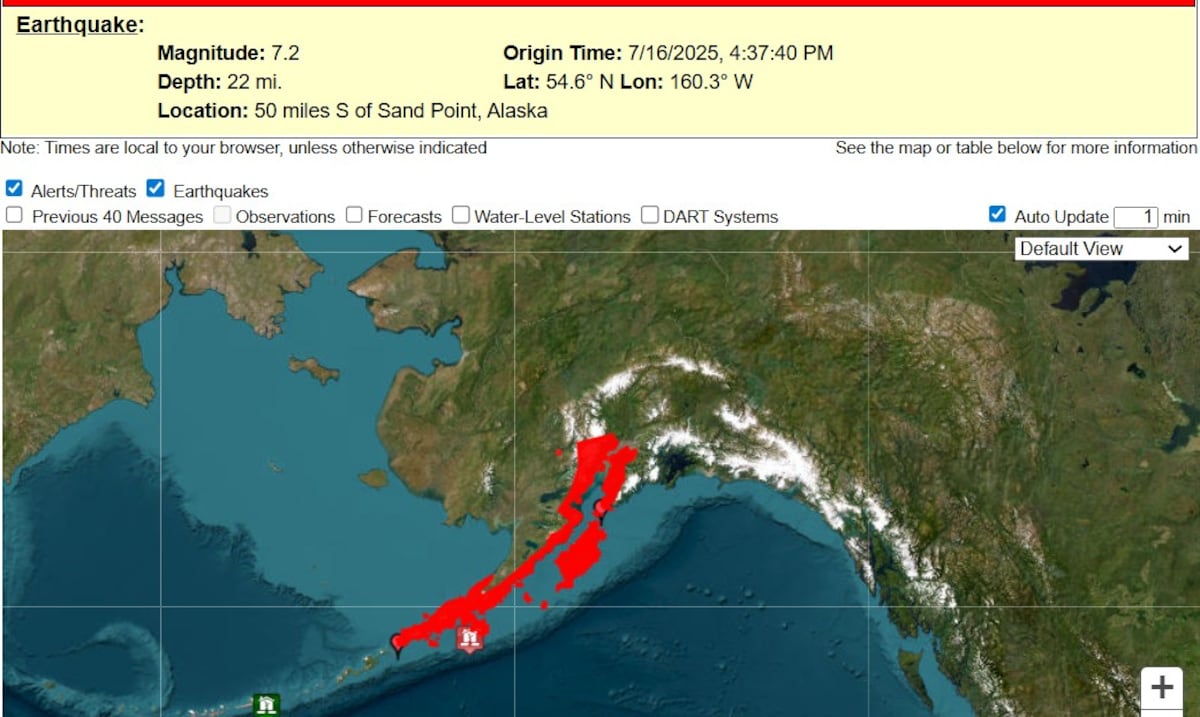 Advertencia de tsunami para Alaska tras terremoto de magnitud 7.3