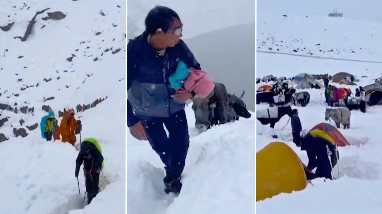 Caos en el Monte Everest: excursionistas quedan atrapados bajo la nieve